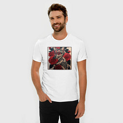 Футболка slim-fit Irezumi - лиса в розах, цвет: белый — фото 2