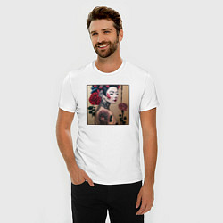 Футболка slim-fit Irezumi - гейша с татуировкой и розами, цвет: белый — фото 2