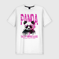 Футболка slim-fit Панда и розовые очки, цвет: белый