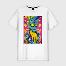 Футболка slim-fit Demon Oni - pop art, цвет: белый