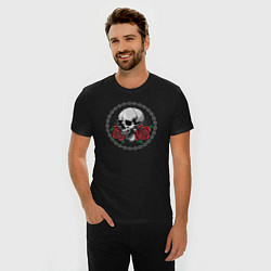 Футболка slim-fit Skull and red roses, цвет: черный — фото 2