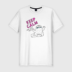 Футболка slim-fit Keep calm and love cats, цвет: белый