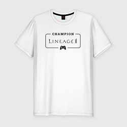 Мужская slim-футболка Lineage 2 gaming champion: рамка с лого и джойстик