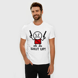 Футболка slim-fit Shut up! (заткнись!), цвет: белый — фото 2