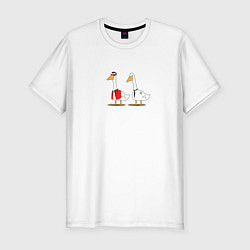 Мужская slim-футболка Бойцоский гусь