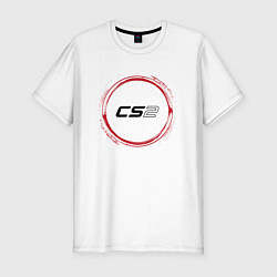 Футболка slim-fit Символ Counter Strike 2 и красная краска вокруг, цвет: белый