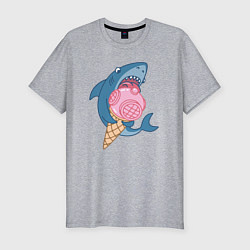 Мужская slim-футболка Акула с мороженым
