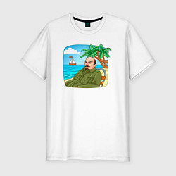 Мужская slim-футболка Ленин на отдыхе