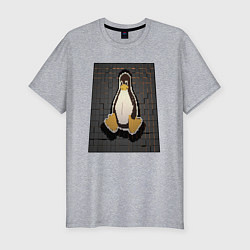 Мужская slim-футболка Linux Tux cubed