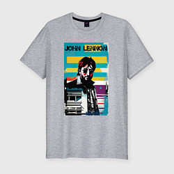 Футболка slim-fit John Lennon - street art - legend, цвет: меланж