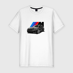 Футболка slim-fit BMW на фоне m performance, цвет: белый