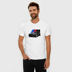 Футболка slim-fit BMW на фоне m performance, цвет: белый — фото 2