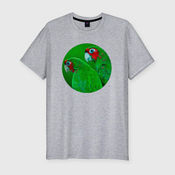 Мужская slim-футболка Два зелёных попугая