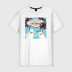 Футболка slim-fit Чайки на курорте, цвет: белый