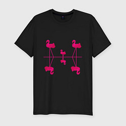 Футболка slim-fit Шесть розовых фламинго, цвет: черный