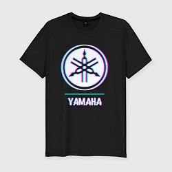 Мужская slim-футболка Значок Yamaha в стиле glitch
