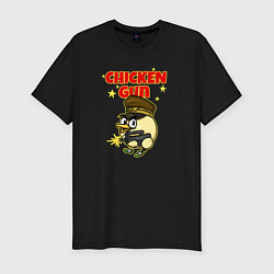 Футболка slim-fit Chicken Gun - игра, цвет: черный