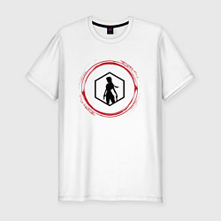 Мужская slim-футболка Символ Tomb Raider и красная краска вокруг