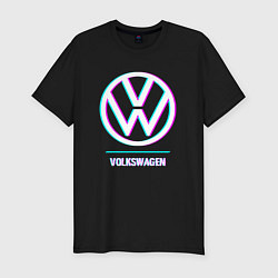 Футболка slim-fit Значок Volkswagen в стиле glitch, цвет: черный