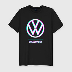 Мужская slim-футболка Значок Volkswagen в стиле glitch