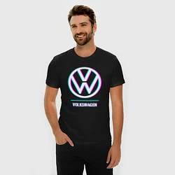 Футболка slim-fit Значок Volkswagen в стиле glitch, цвет: черный — фото 2