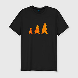 Футболка slim-fit Три медведя семья, цвет: черный