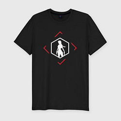 Мужская slim-футболка Символ Tomb Raider в красном ромбе