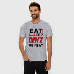 Футболка slim-fit Надпись: eat sleep DayZ repeat, цвет: меланж — фото 2