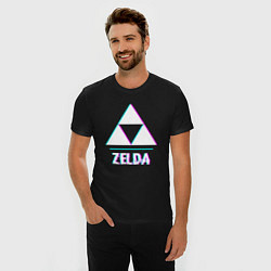 Футболка slim-fit Zelda в стиле glitch и баги графики, цвет: черный — фото 2