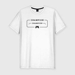 Мужская slim-футболка S T A L K E R gaming champion: рамка с лого и джой