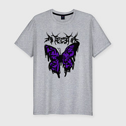 Мужская slim-футболка Gothic black butterfly