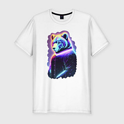 Футболка slim-fit Glowing bear - neural network, цвет: белый