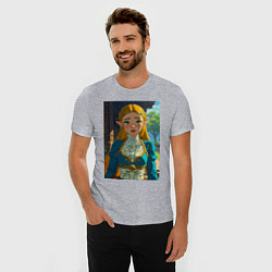 Футболка slim-fit The legend of Zelda - ahegao art, цвет: меланж — фото 2