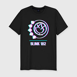 Мужская slim-футболка Blink 182 glitch rock