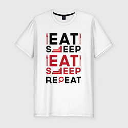 Мужская slim-футболка Надпись: eat sleep S T A L K E R repeat