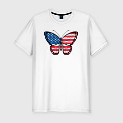 Футболка slim-fit США бабочка, цвет: белый