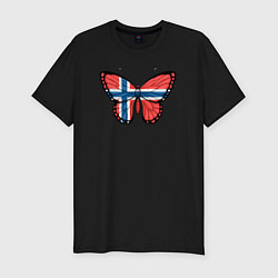 Футболка slim-fit Норвегия бабочка, цвет: черный