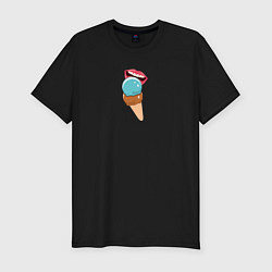 Мужская slim-футболка Голубое и шоколадное мороженое