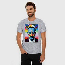 Футболка slim-fit Salvador Dali - pop art - neural network, цвет: меланж — фото 2