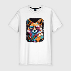 Футболка slim-fit Abstract Colorful Fox, цвет: белый