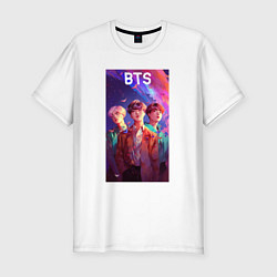 Футболка slim-fit Bts anime style, цвет: белый