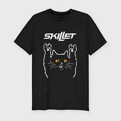 Мужская slim-футболка Skillet rock cat