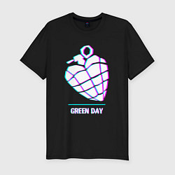 Футболка slim-fit Green Day glitch rock, цвет: черный
