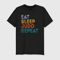 Мужская slim-футболка Еда сон дзюдо