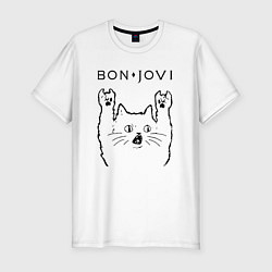 Мужская slim-футболка Bon Jovi - rock cat