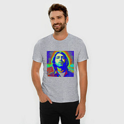 Футболка slim-fit Kurt Cobain Glitch Art, цвет: меланж — фото 2