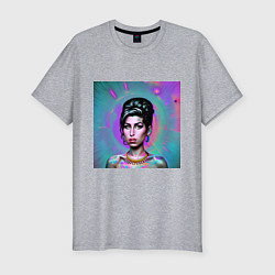 Футболка slim-fit Amy Winehouse Great Glitch Art, цвет: меланж
