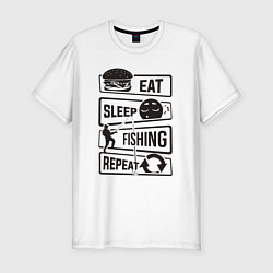 Мужская slim-футболка Eat sleep fishing repeat