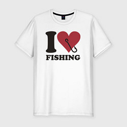 Футболка slim-fit I love fishing, цвет: белый