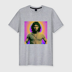 Футболка slim-fit Jim Morrison Galo Glitch Art, цвет: меланж